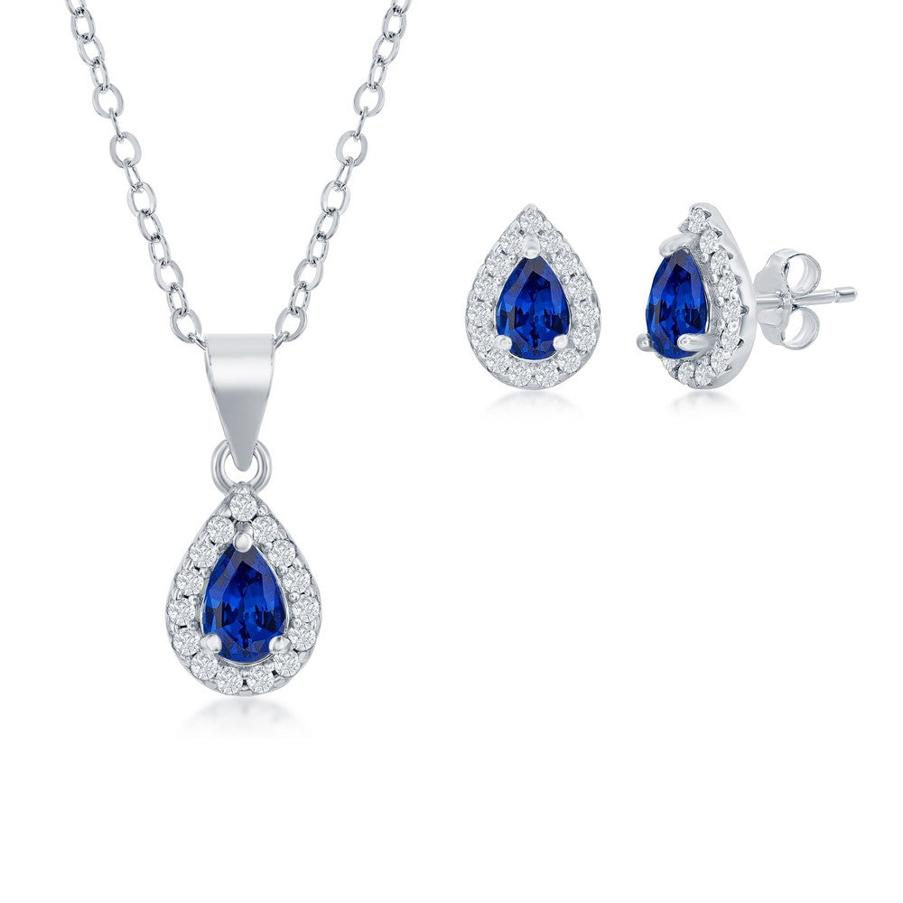 Sterling Silver Sapphire Set