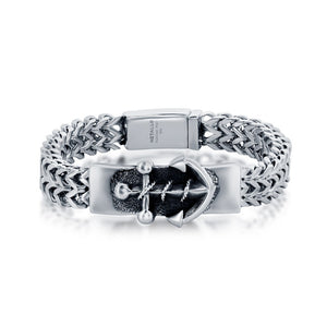 Stainless Steel Anchor ID Franco Chain Bracelet