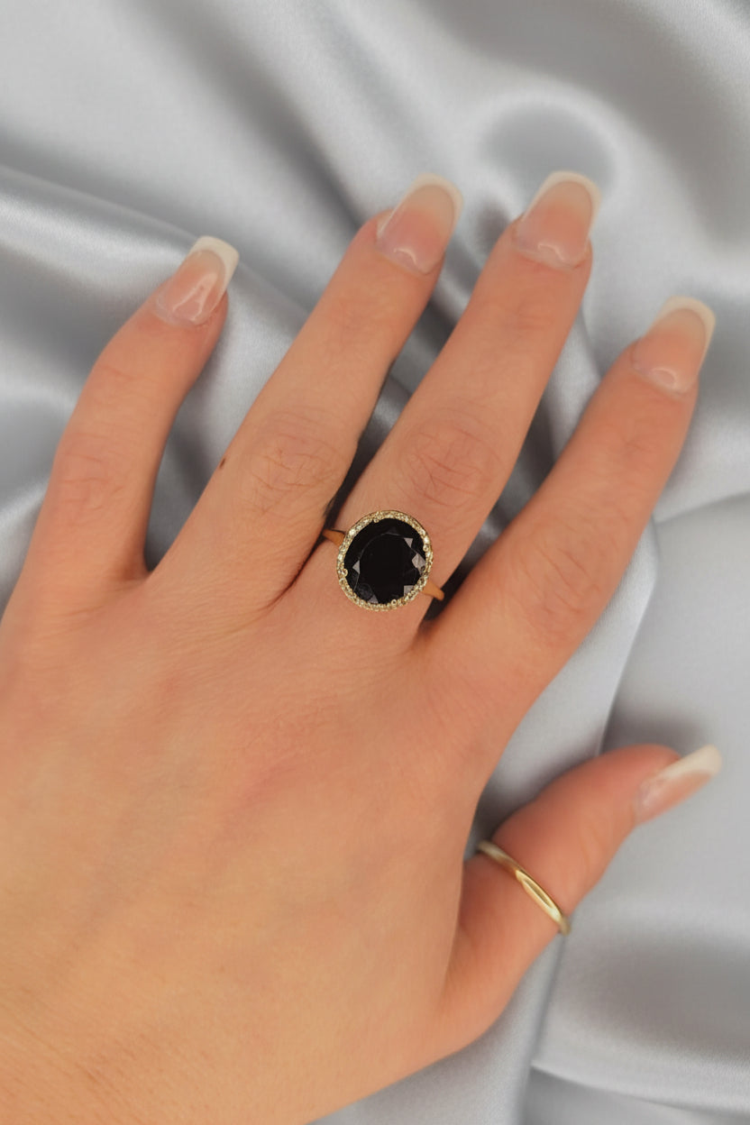 Estate Onyx and Diamond Ring
