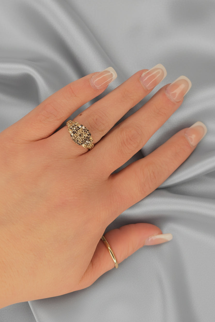 Estate Le Vian Chocolate and White Diamond Past Present Future Cluster Ring