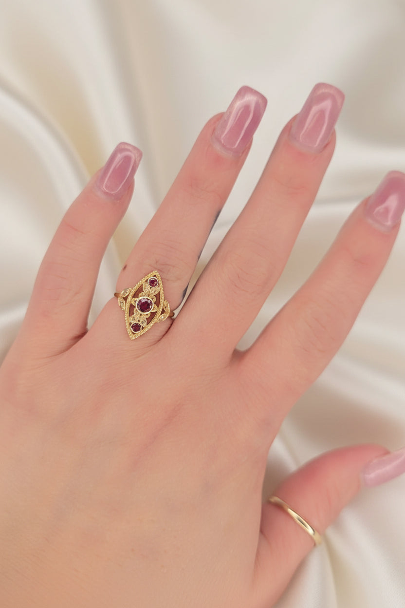 Ruby and Diamond Vintage Style Ring