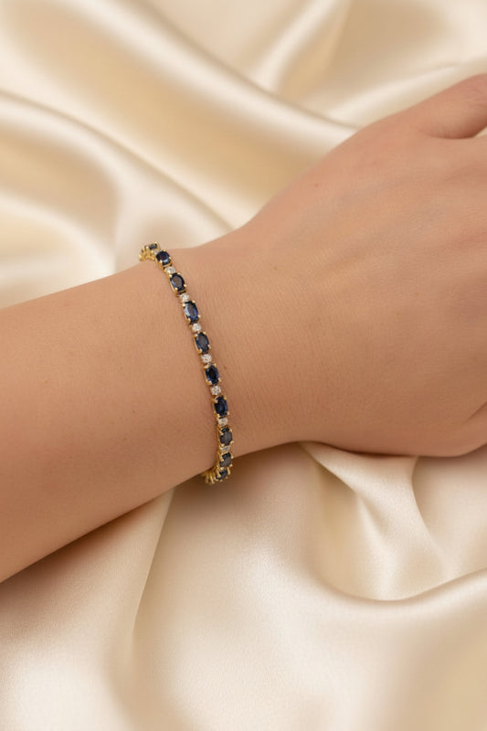 Estate Blue Sapphire and Diamond Tennis Bracelet