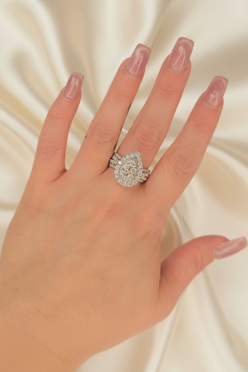 Estate Pear Cluster Diamond Engagement Ring
