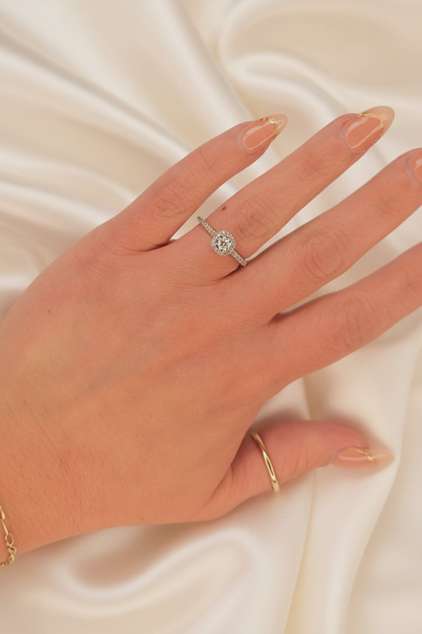 Estate Diamond Halo Style Promise Ring