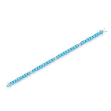 Load image into Gallery viewer, Sterling Silver CZ &amp; Oval Howlite Turquoise Tennis Bracelet

