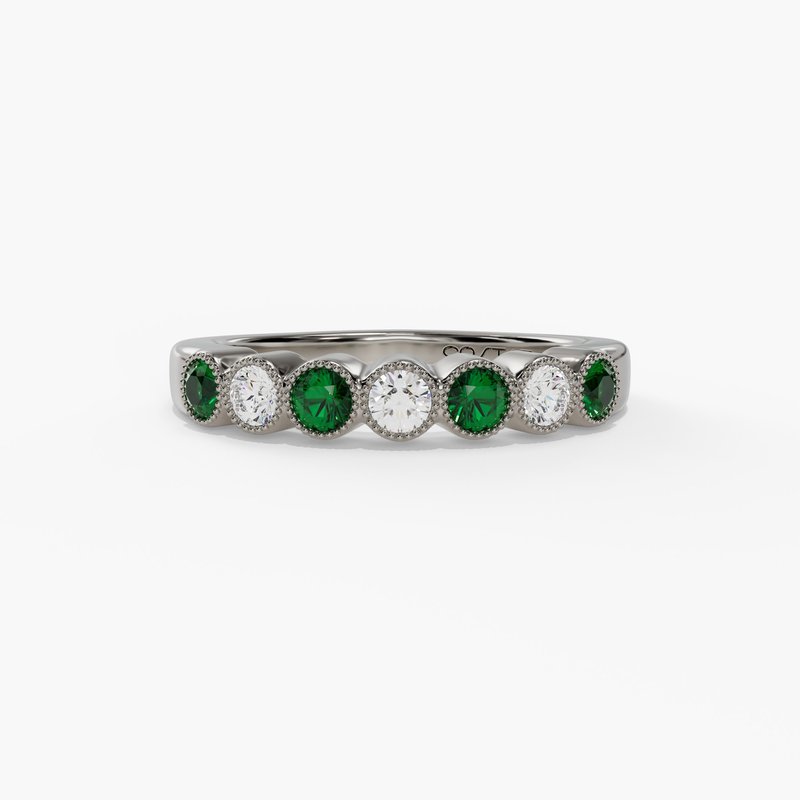 Emerald and Diamond Stackable Band