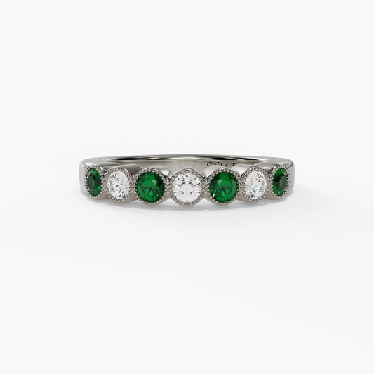 Emerald and Diamond Stackable Band