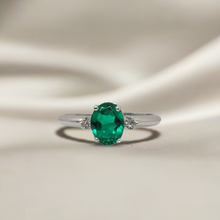 Load image into Gallery viewer, 14KW Emerald and Diamond Ring
