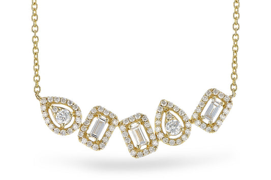 Multi Shape Diamond Bar Necklace