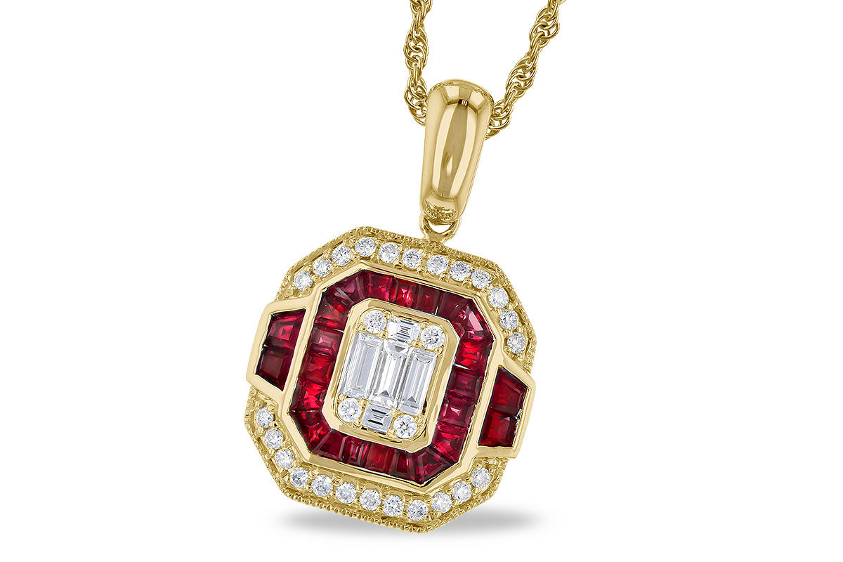 Art Deco Style Ruby and Diamond Pendant