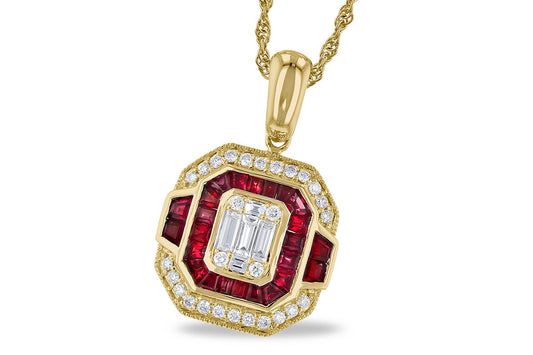 Art Deco Style Ruby and Diamond Pendant