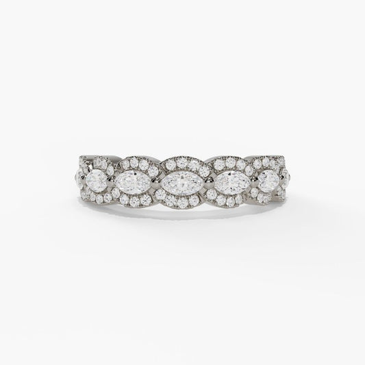 Marquise and Round Diamond Stackable Band