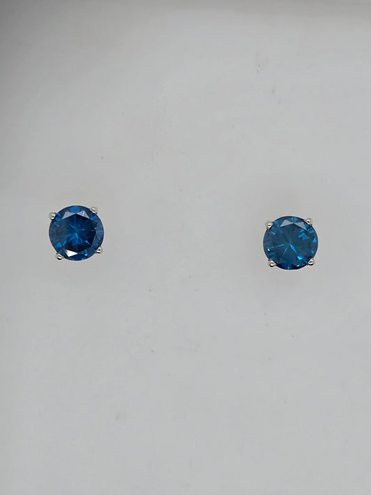 14k Blue Diamond Stud Earrings