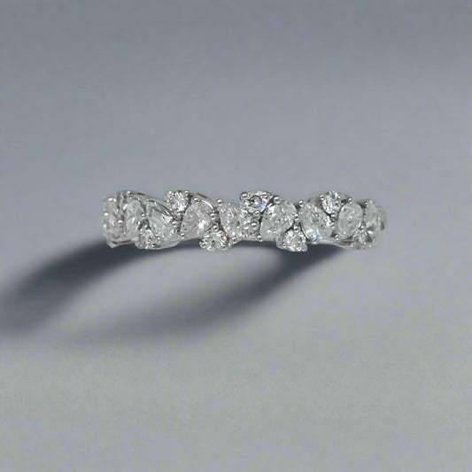 Scattered Pear and Round Lab Grown Diamond Band