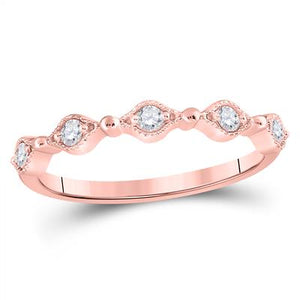10K ROSE GOLD ROUND DIAMOND CONTOUR STACKABLE BAND RING 1/8 CTTW