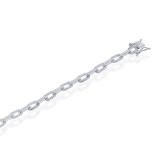 Sterling Silver CZ Paperclip Bracelet