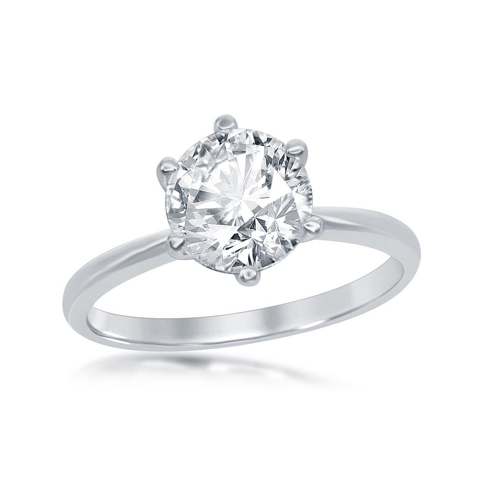 Sterling Silver Six-Prong Solitaire CZ Engagement Ring