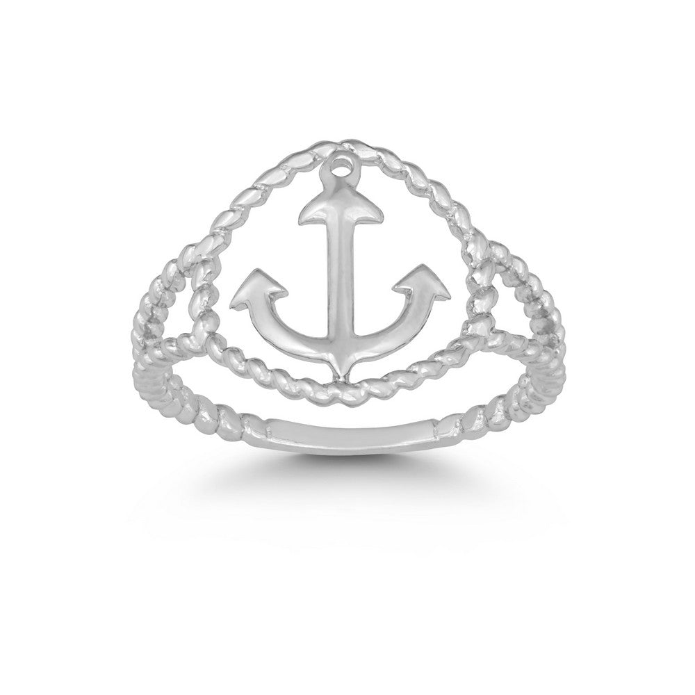 Sterling Silver Rope Design Anchor Ring