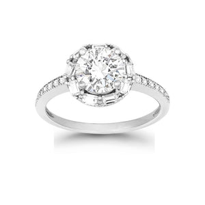 Sterling Silver Halo Style CZ Engagement Rin