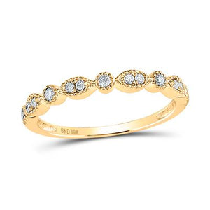 10K YELLOW GOLD ROUND DIAMOND MARQUISE DOT STACKABLE BAND RING 1/6 CTTW